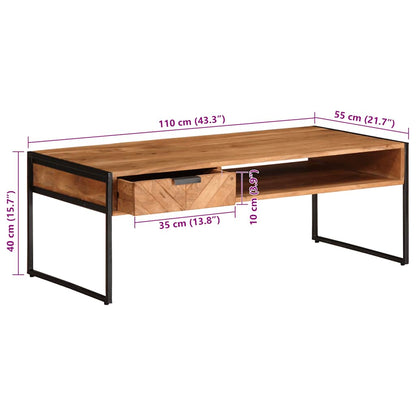 Tavolino da Salotto 110x55x40 cm in Legno Massello di Acacia | homemem39