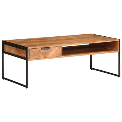 Tavolino da Salotto 110x55x40 cm in Legno Massello di Acacia