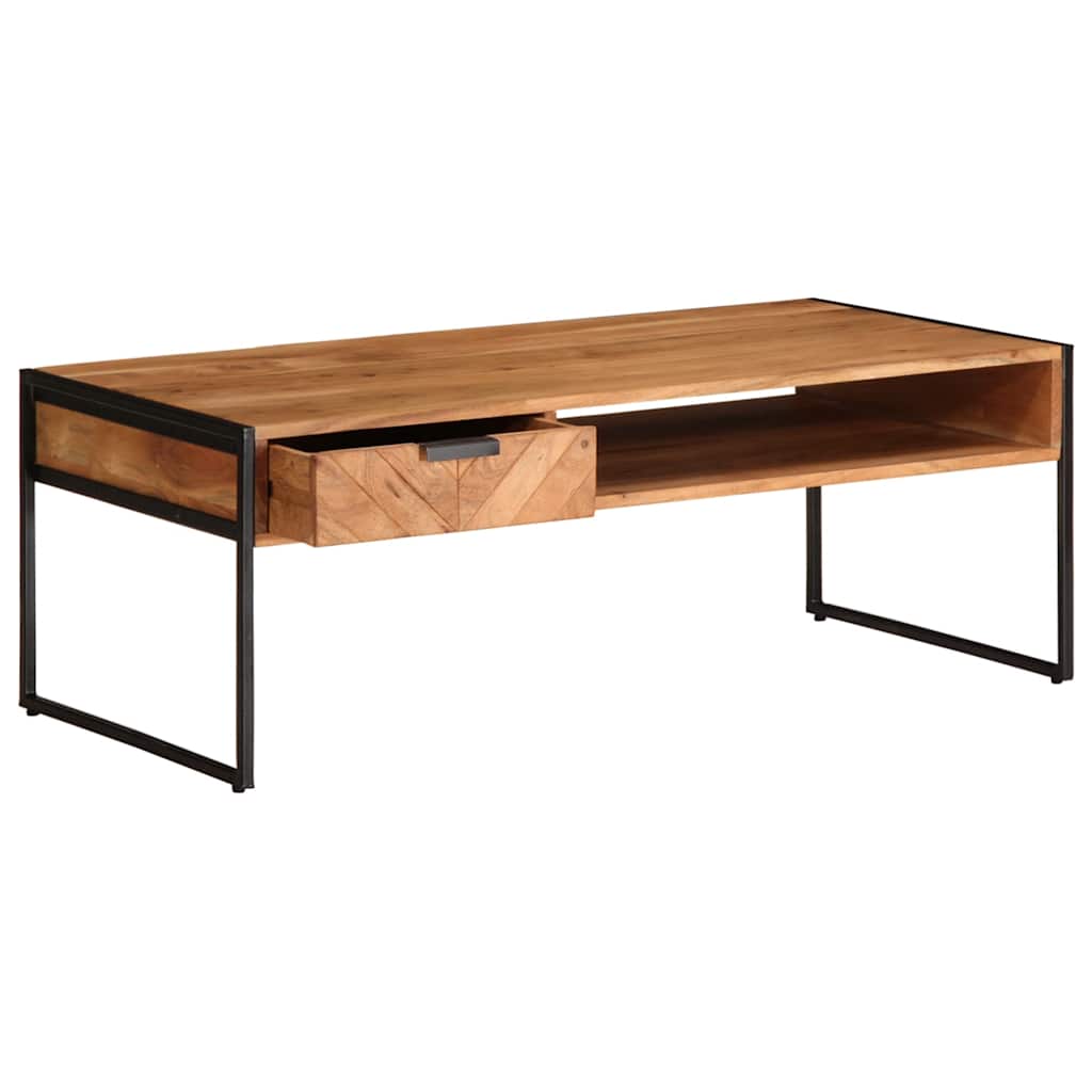 Tavolino da Salotto 110x55x40 cm in Legno Massello di Acacia