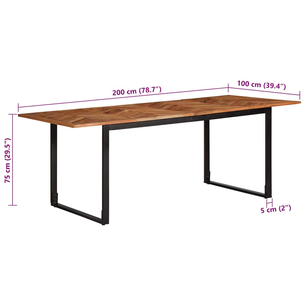 Tavolo da Pranzo 200x100x75 cm in Legno Massello di Acacia | homemem39