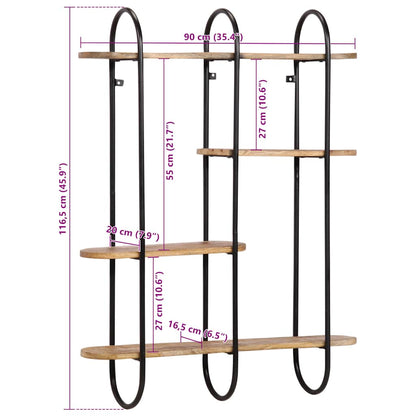 Mensola da Parete 90x20x116,5 cm Legno Massello di Mango Grezzo | homemem39