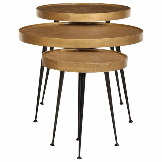 Tavolini da Salotto 3 pz Oro in Legno Multistrato | homemem39