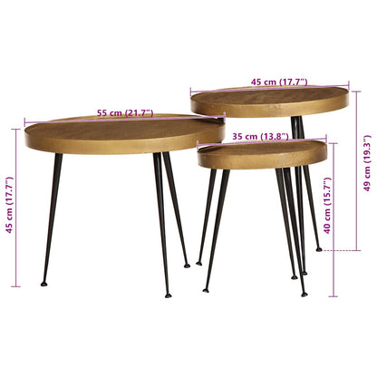 Tavolini da Salotto 3 pz Oro in Legno Multistrato