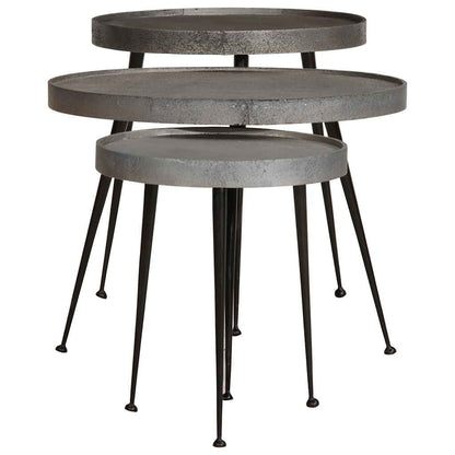 Tavolini da Salotto 3 pz Argento in Legno Multistrato