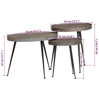 Tavolini da Salotto 3 pz Argento in Legno Multistrato