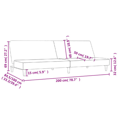 Divano Letto a 2 Posti Nero in Tessuto