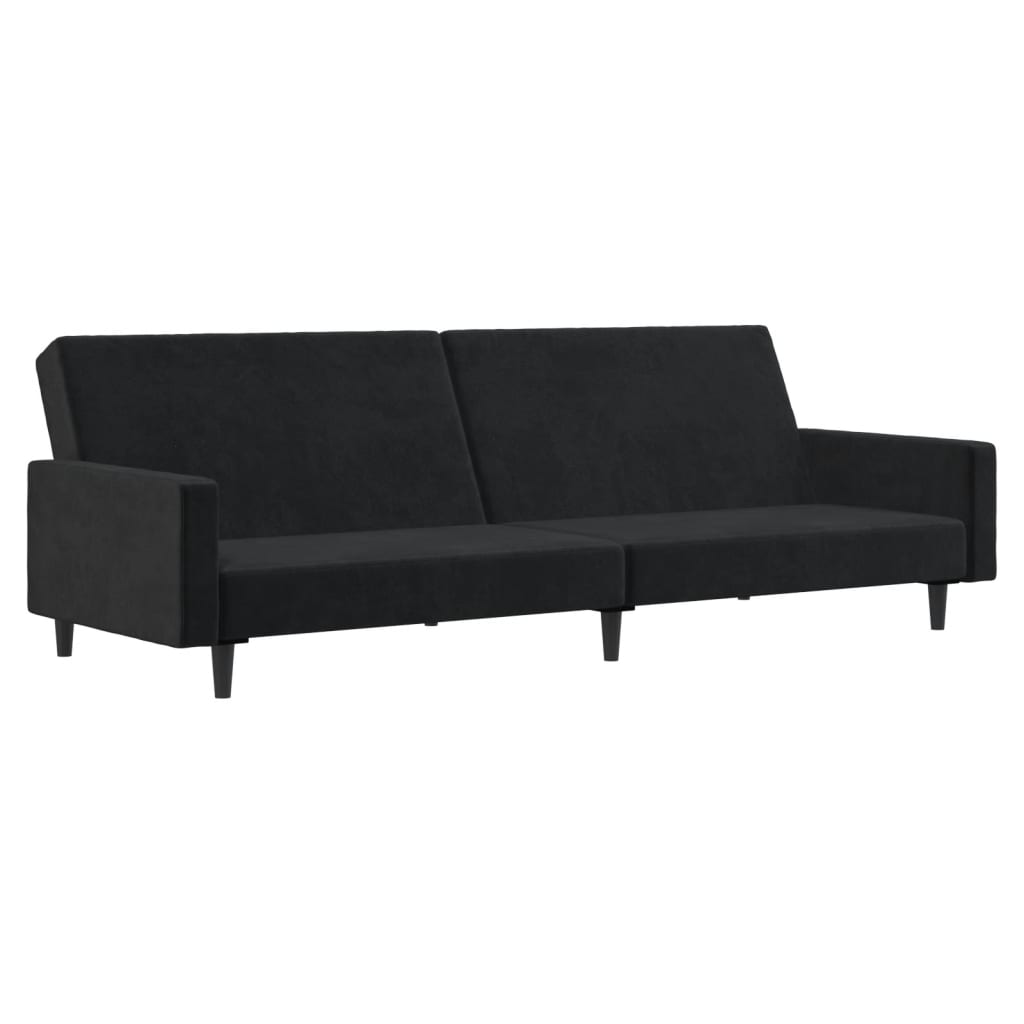 2-Sitzer-Schlafsofa aus schwarzem Samt