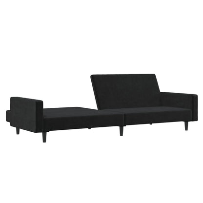 2-Sitzer-Schlafsofa aus schwarzem Samt