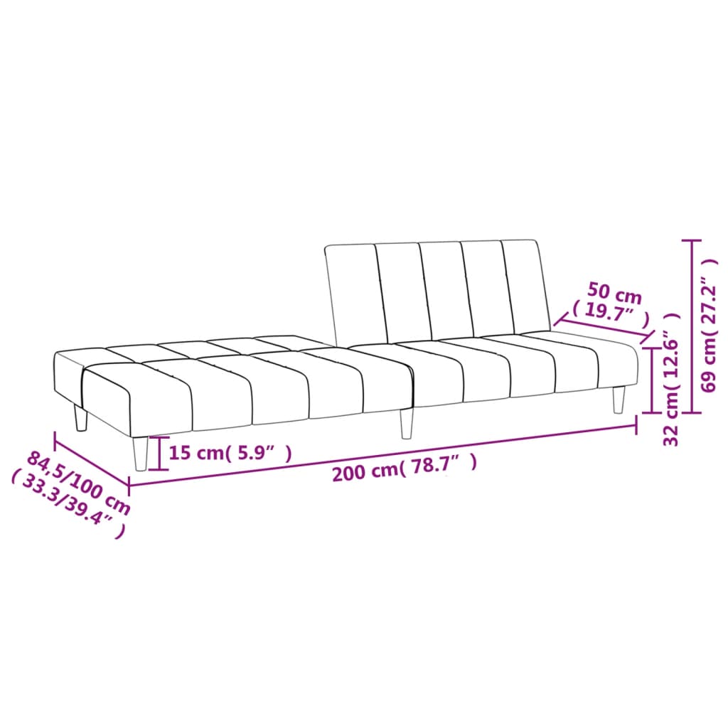 Schwarzes 2-Sitzer-Schlafsofa aus Stoff