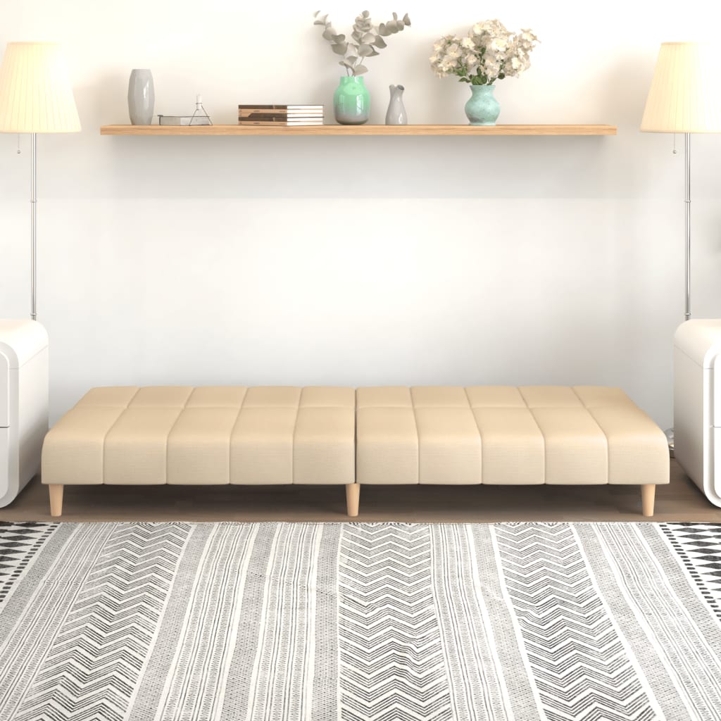 Divano Letto a 2 Posti Crema in Tessuto - homemem39