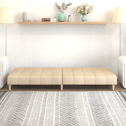 Divano Letto a 2 Posti Crema in Tessuto - homemem39