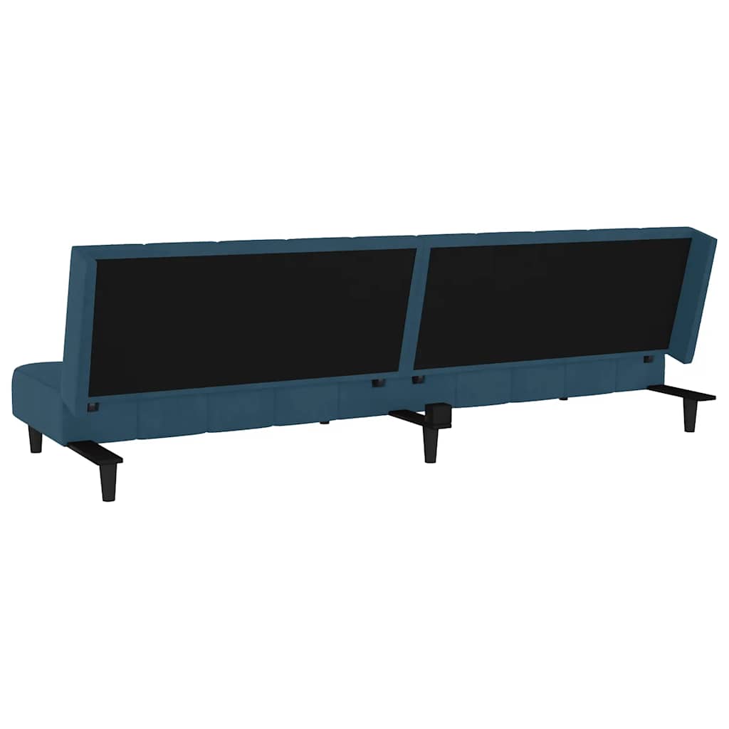 Divano Letto a 2 Posti Blu in Velluto | homemem39