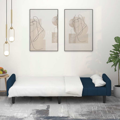 Divano Letto a 2 Posti Blu in Velluto - homemem39