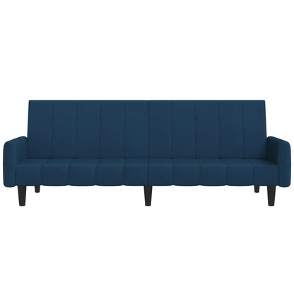 Blue Velvet 2-Seater Sofa Bed