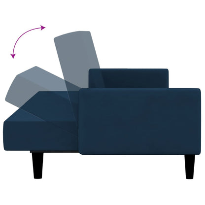 Blue Velvet 2-Seater Sofa Bed