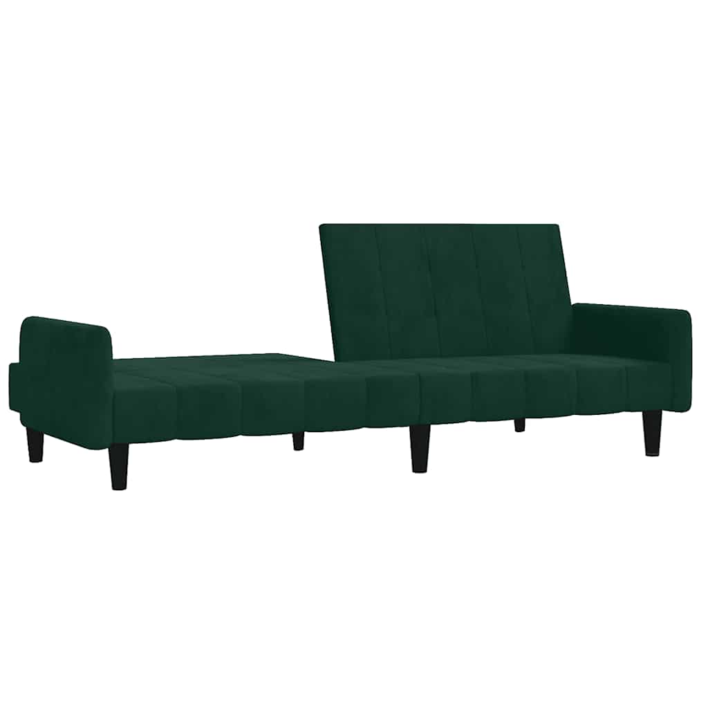 Divano Letto a 2 Posti Verde Scuro in Velluto | homemem39
