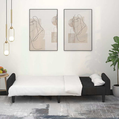 Divano Letto a 2 Posti Nero in Velluto - homemem39