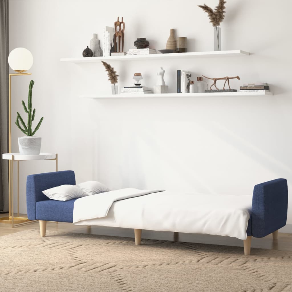 Divano Letto a 2 Posti Blu in Tessuto | homemem39