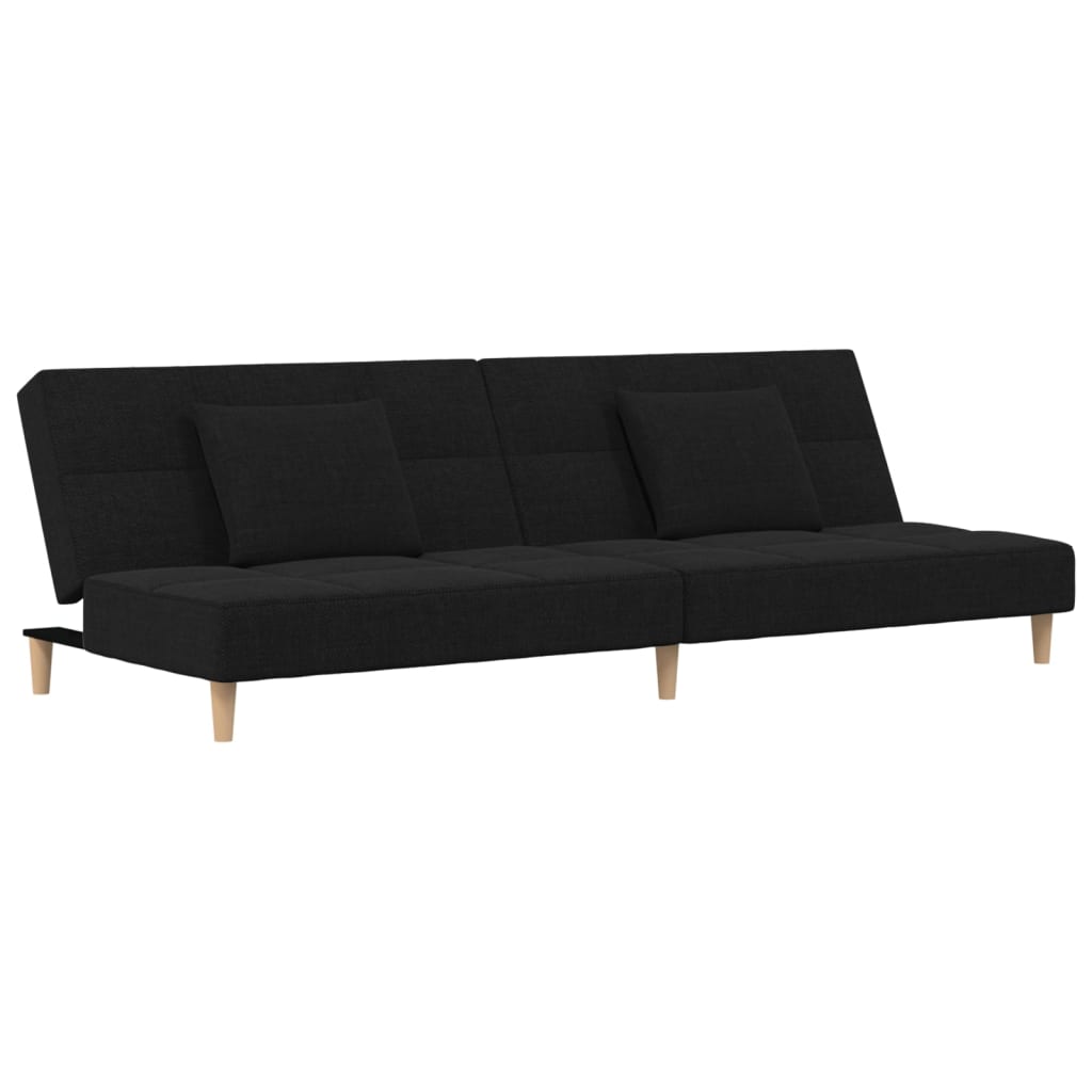 2-Seater Sofa Bed with 2 Black Fabric Cushions