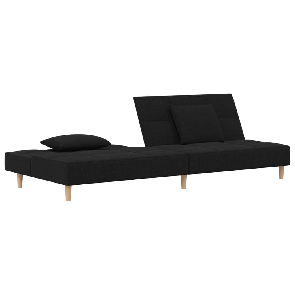 2-Sitzer-Schlafsofa mit 2 schwarzen Stoffkissen