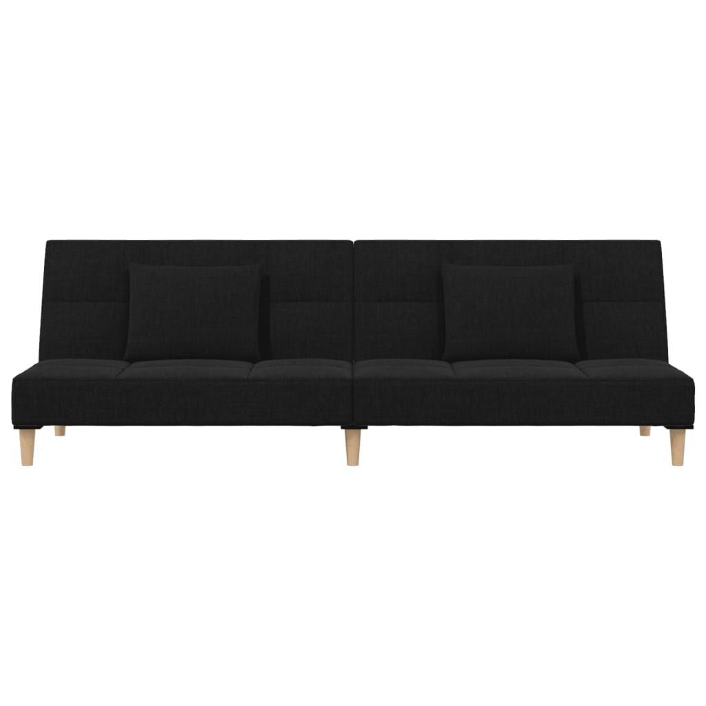 2-Seater Sofa Bed with 2 Black Fabric Cushions