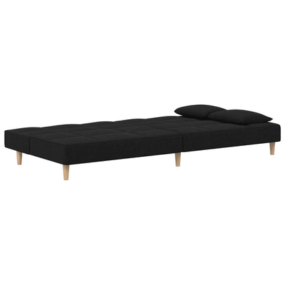 2-Seater Sofa Bed with 2 Black Fabric Cushions