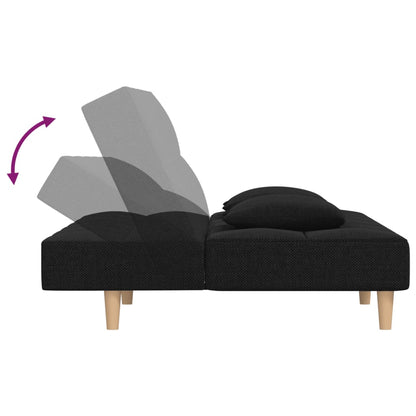 2-Seater Sofa Bed with 2 Black Fabric Cushions