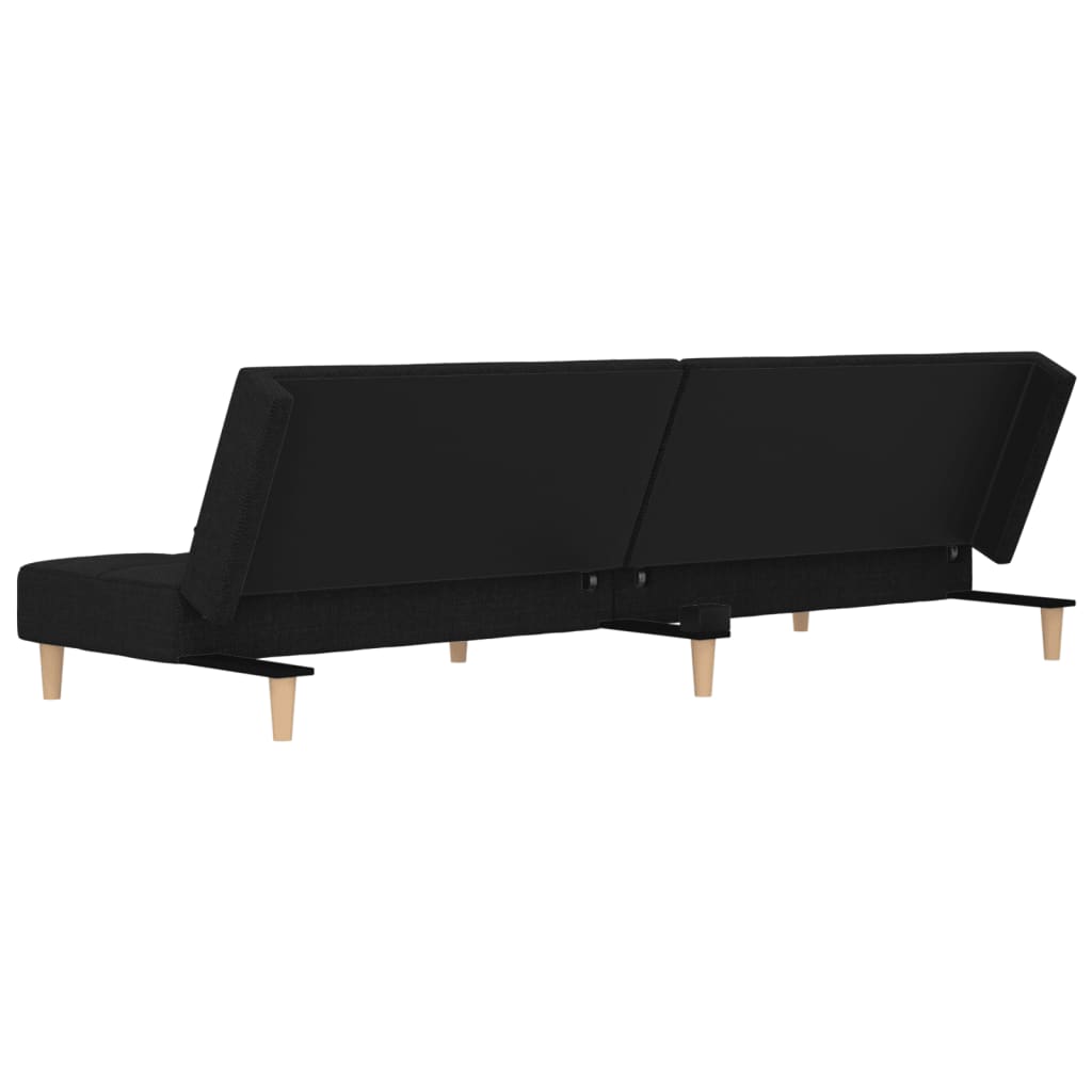 2-Seater Sofa Bed with 2 Black Fabric Cushions