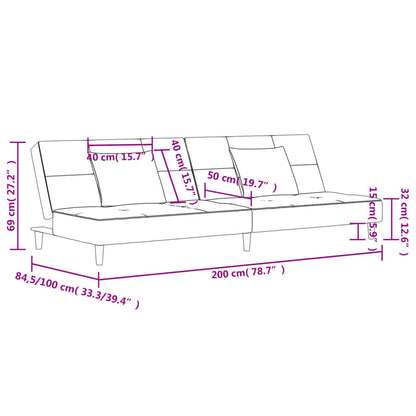 2-Seater Sofa Bed with 2 Black Fabric Cushions