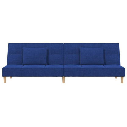 Divano Letto a 2 Posti con 2 Cuscini Blu in Tessuto | homemem39