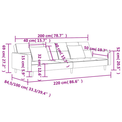 2-Sitzer-Schlafsofa mit 2 dunkelgrauen Stoffkissen