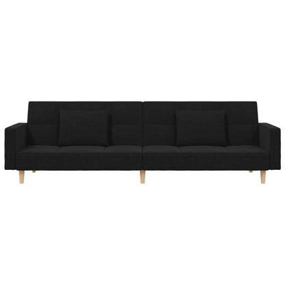 2-Sitzer-Schlafsofa mit 2 schwarzen Stoffkissen