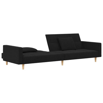 2-Sitzer-Schlafsofa mit 2 schwarzen Stoffkissen