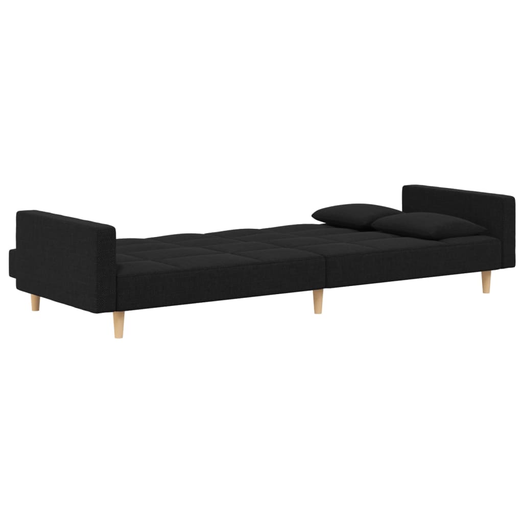 2-Sitzer-Schlafsofa mit 2 schwarzen Stoffkissen