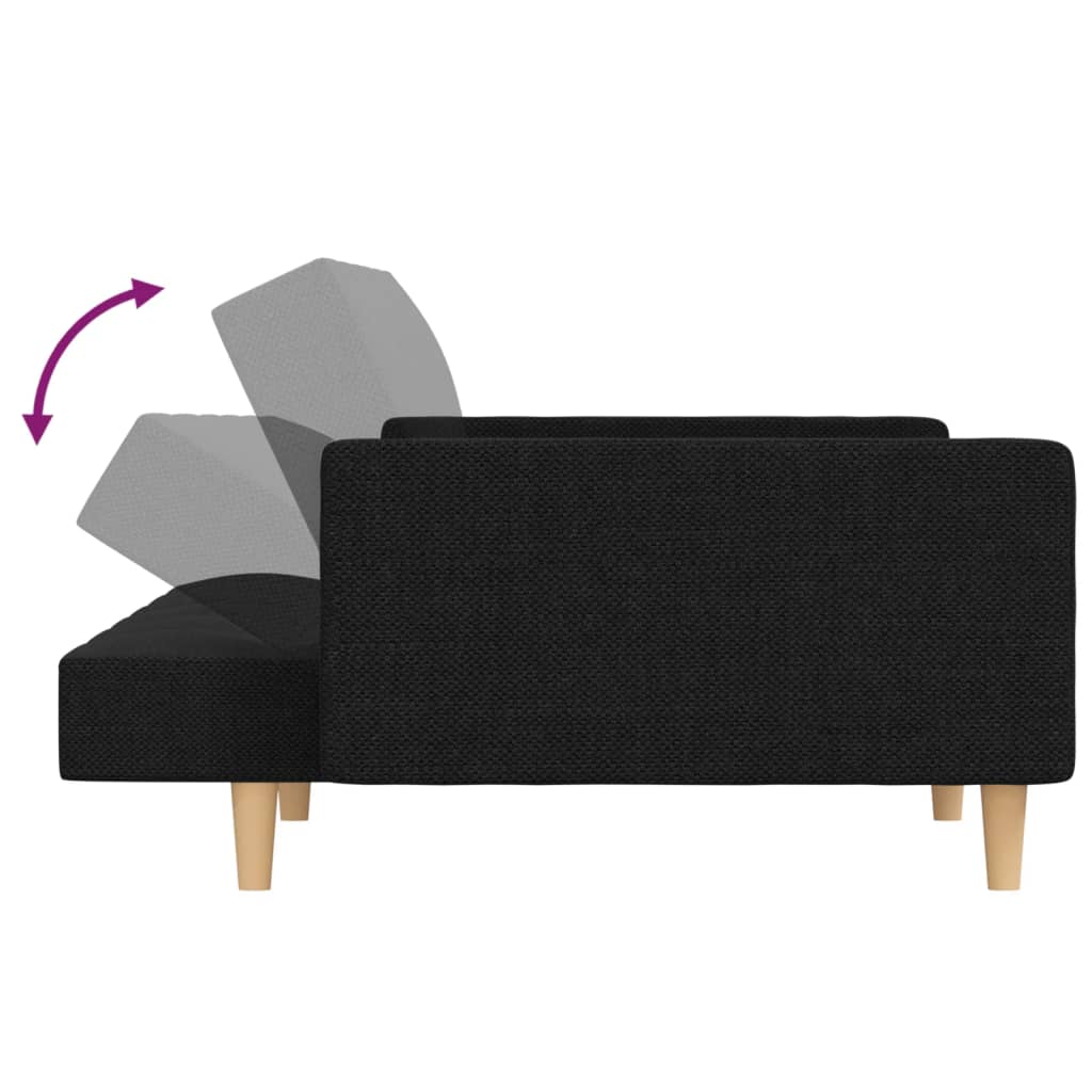 2-Sitzer-Schlafsofa mit 2 schwarzen Stoffkissen