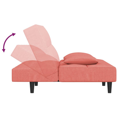 Divano Letto a 2 Posti con 2 Cuscini Rosa in Velluto | homemem39