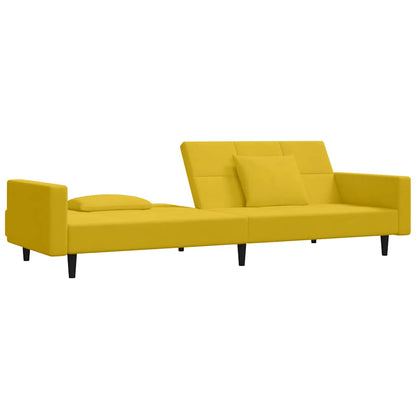 Divano Letto a 2 Posti con 2 Cuscini Giallo in Velluto