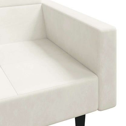 Divano Letto a 2 Posti con 2 Cuscini Crema in Velluto - homemem39