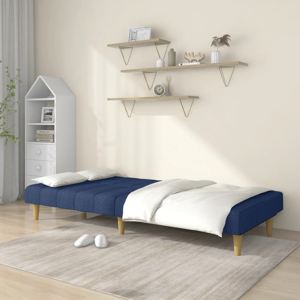 Divano Letto a 2 Posti Blu in Tessuto | homemem39