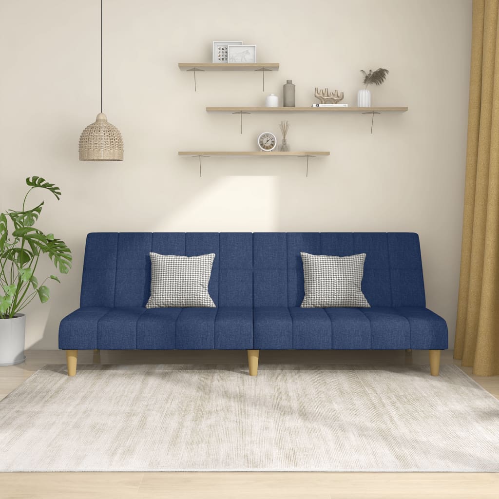Divano Letto a 2 Posti Blu in Tessuto | homemem39