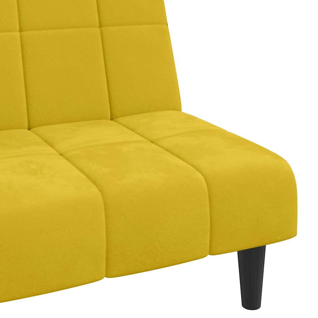 Divano Letto a 2 Posti Giallo in Velluto | homemem39