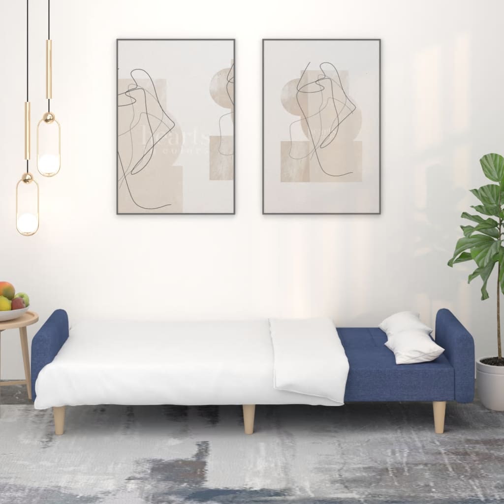 Divano Letto a 2 Posti Blu in Tessuto - homemem39