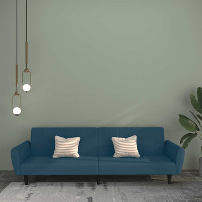 Divano Letto a 2 Posti Blu in Velluto | homemem39