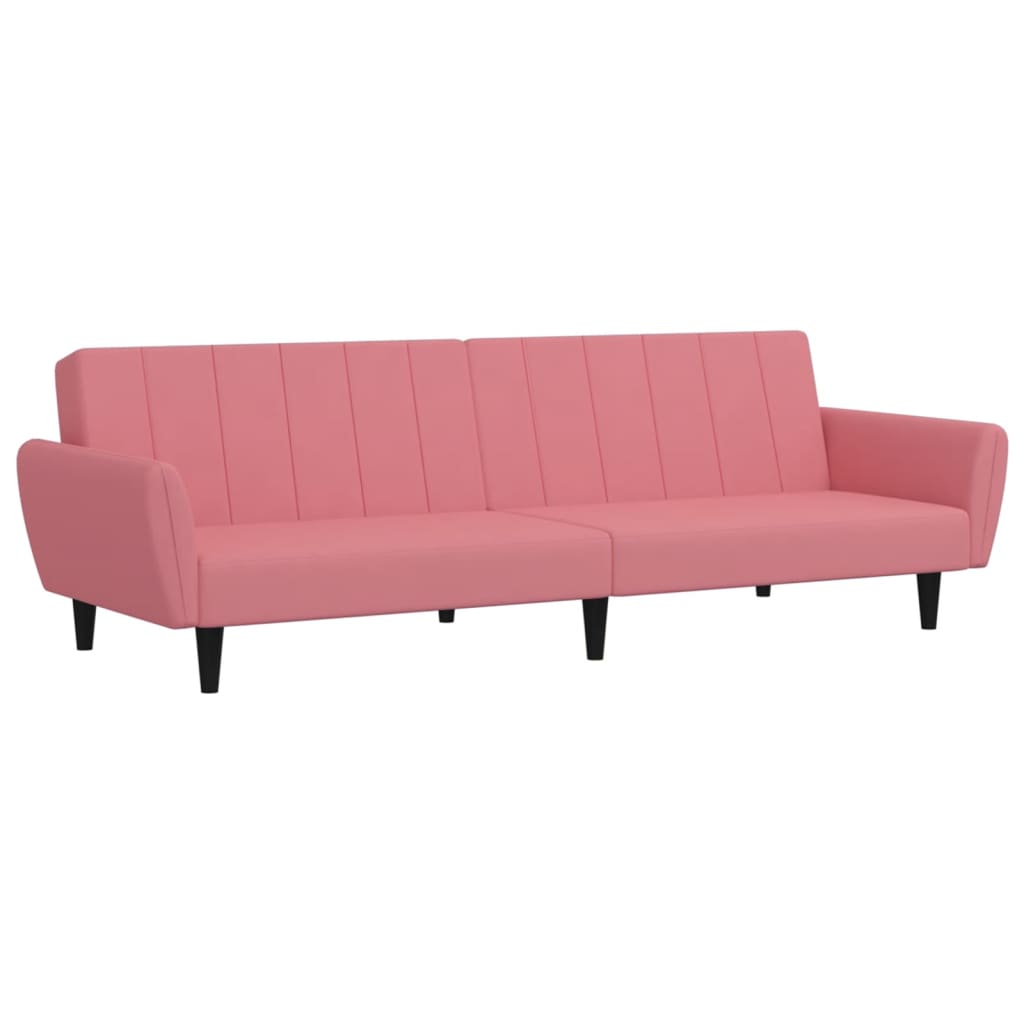 Divano Letto a 2 Posti Rosa in Velluto | homemem39