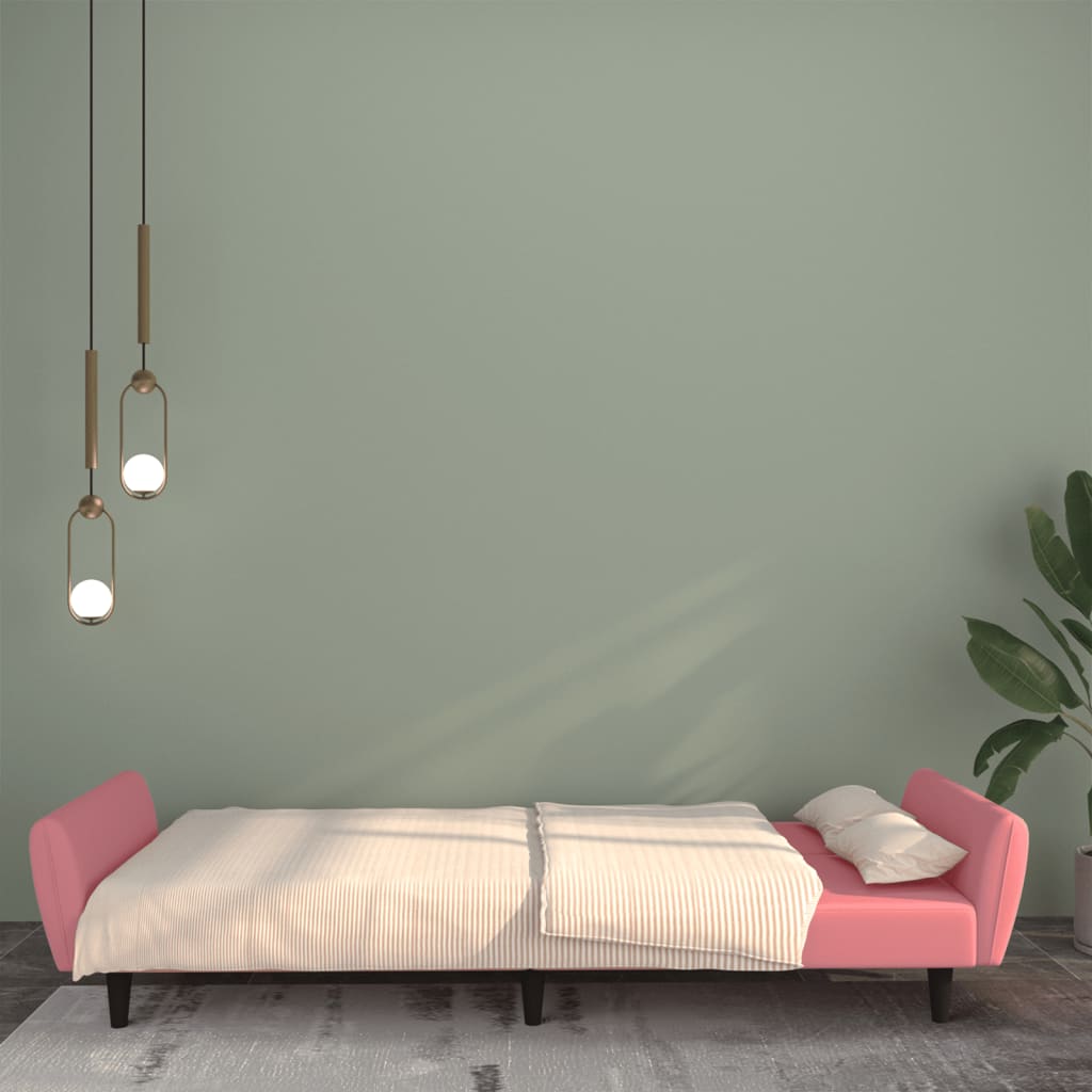 Divano Letto a 2 Posti Rosa in Velluto | homemem39
