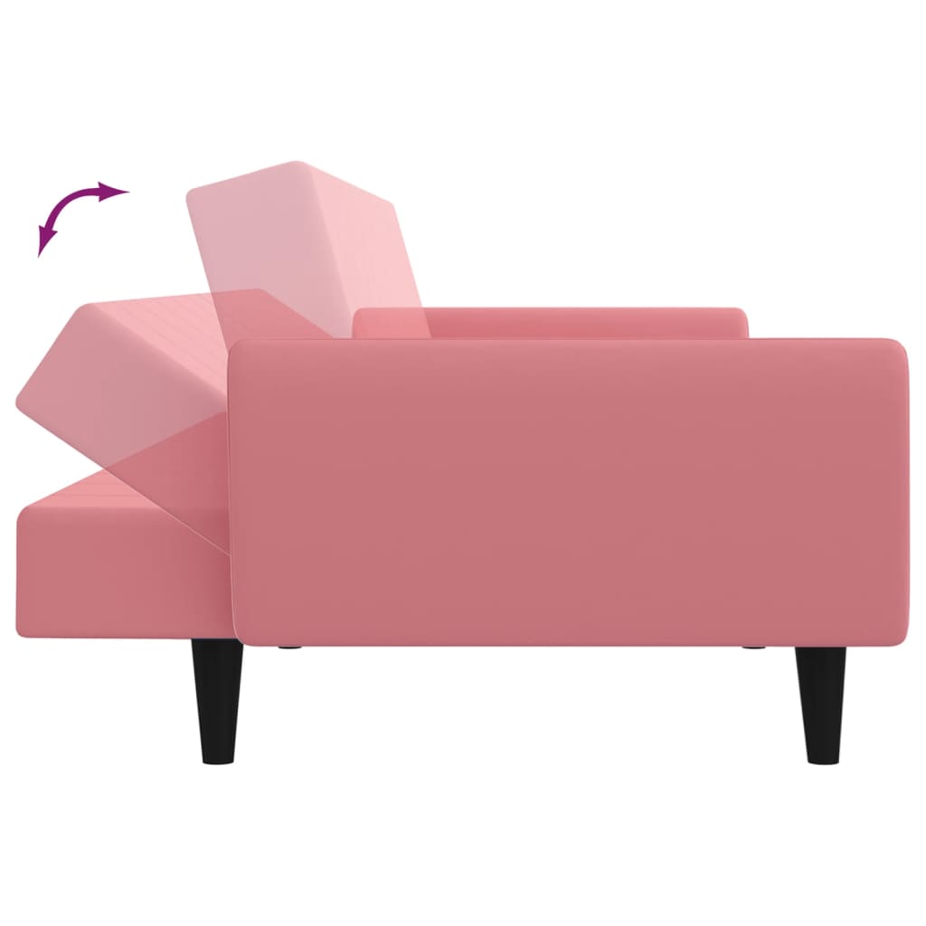 Divano Letto a 2 Posti Rosa in Velluto | homemem39