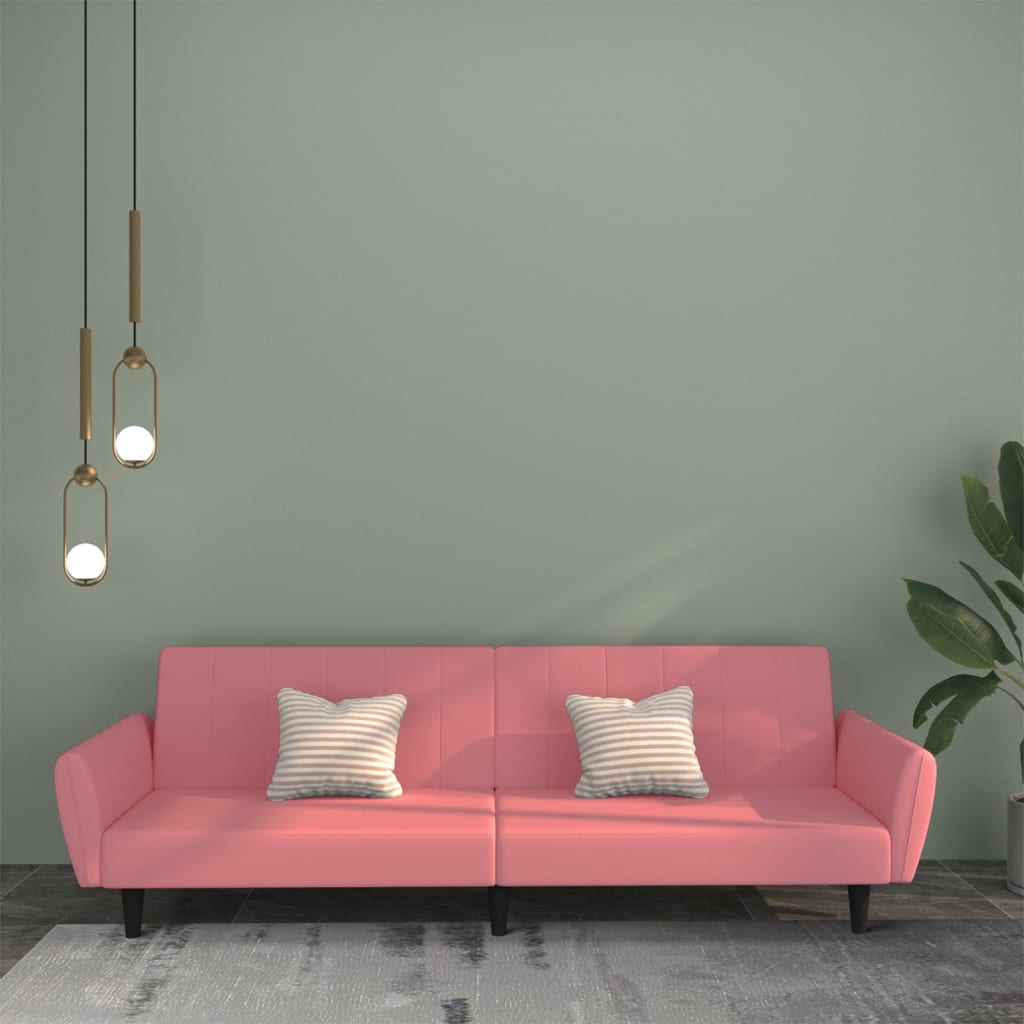 Divano Letto a 2 Posti Rosa in Velluto | homemem39