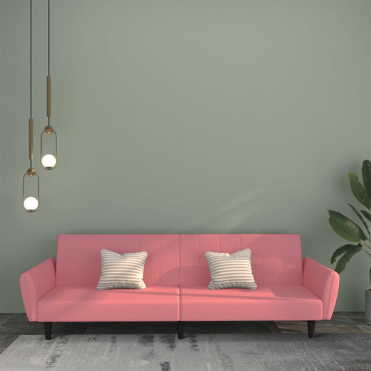 Divano Letto a 2 Posti Rosa in Velluto | homemem39