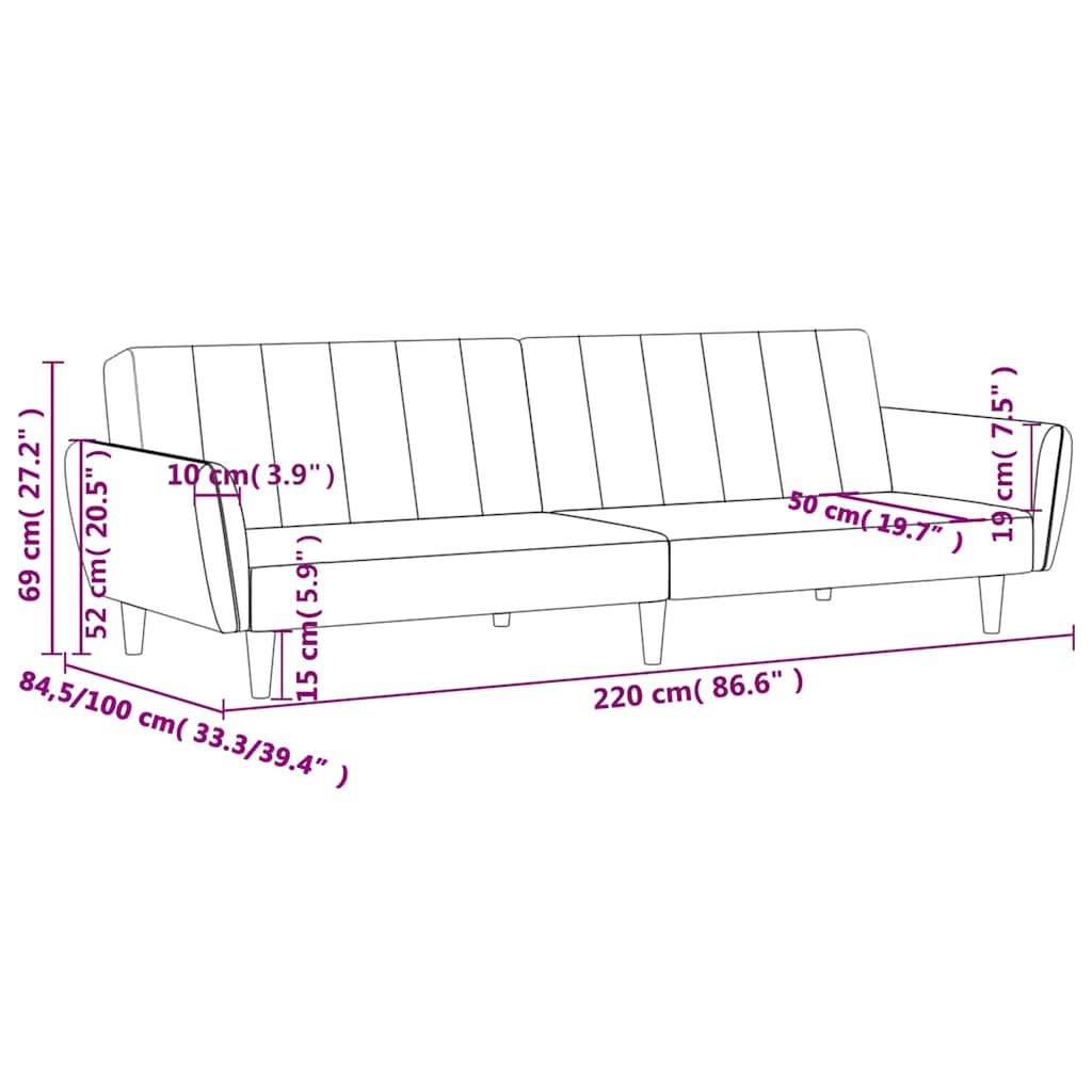 Divano Letto a 2 Posti Rosso Vino in Velluto | homemem39