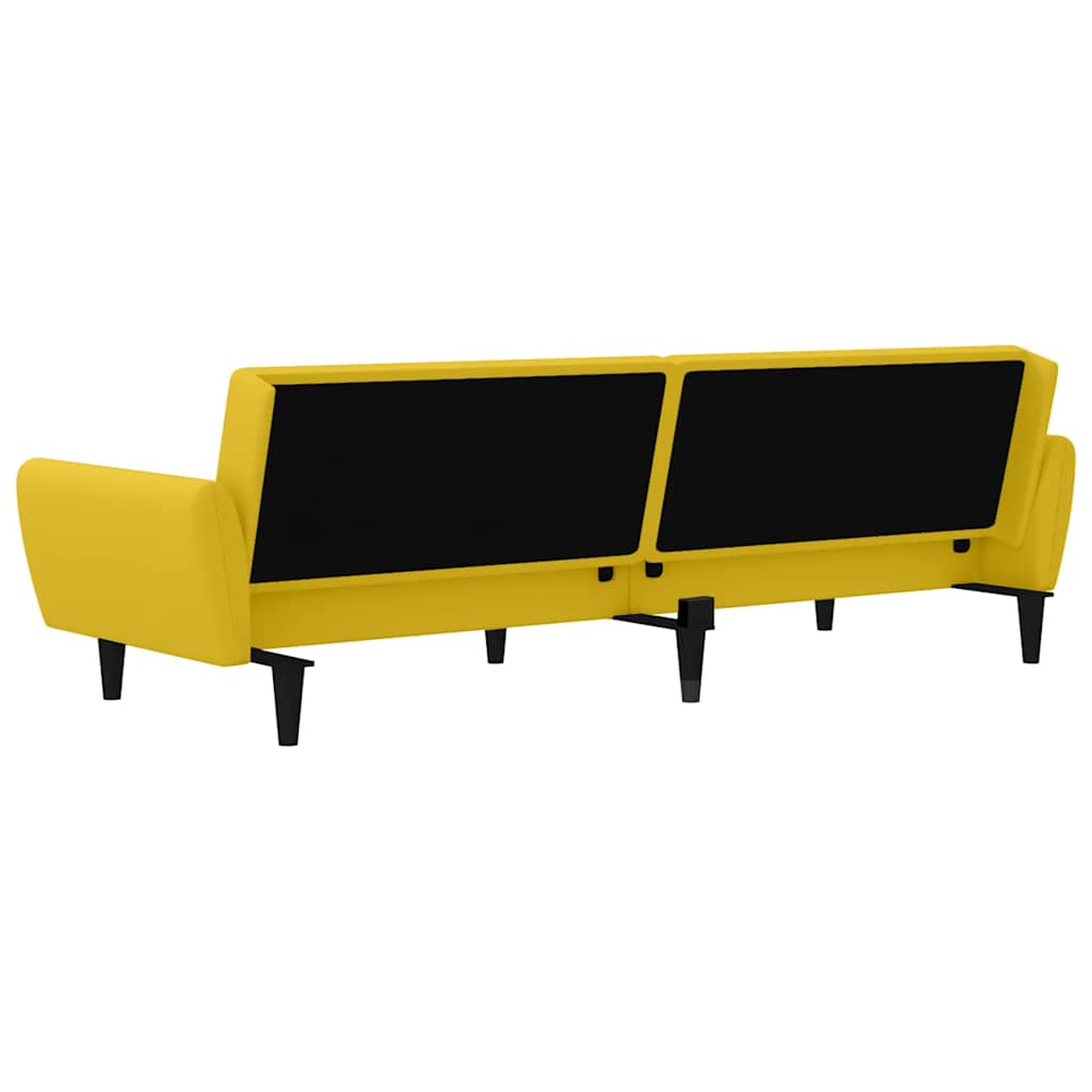 Divano Letto a 2 Posti Giallo in Velluto | homemem39